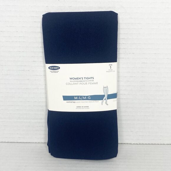 Old Navy Womens Size M/L Control Top Opaque Tights Solid Navy Blue - Picture 1 of 3